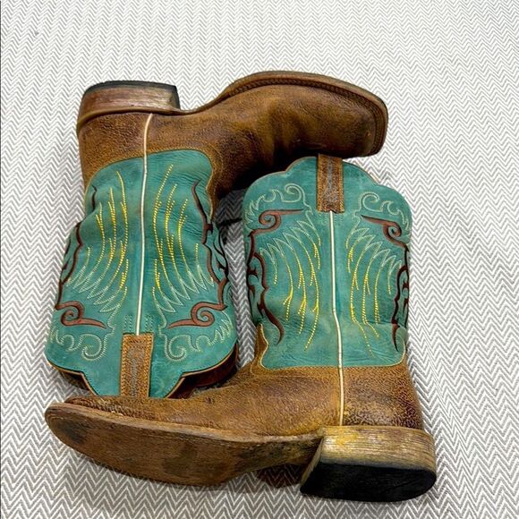Ariat Woman’s Leather Brown and Green Western Boots Size 9 D - Picture 5 of 5